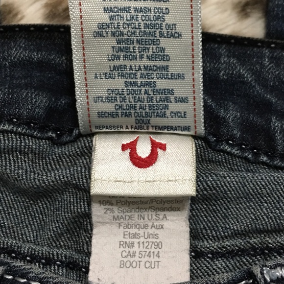 TRUE RELIGION CROPPED STRETCH DENIM BOOT CUT JEANS - Picture 7 of 8